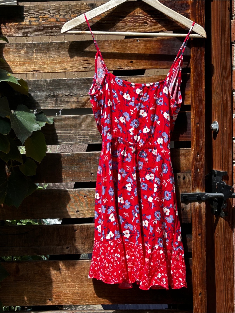 Express Red Floral V-Neck Spaghetti Strap Sundress - Picture 5 of 5